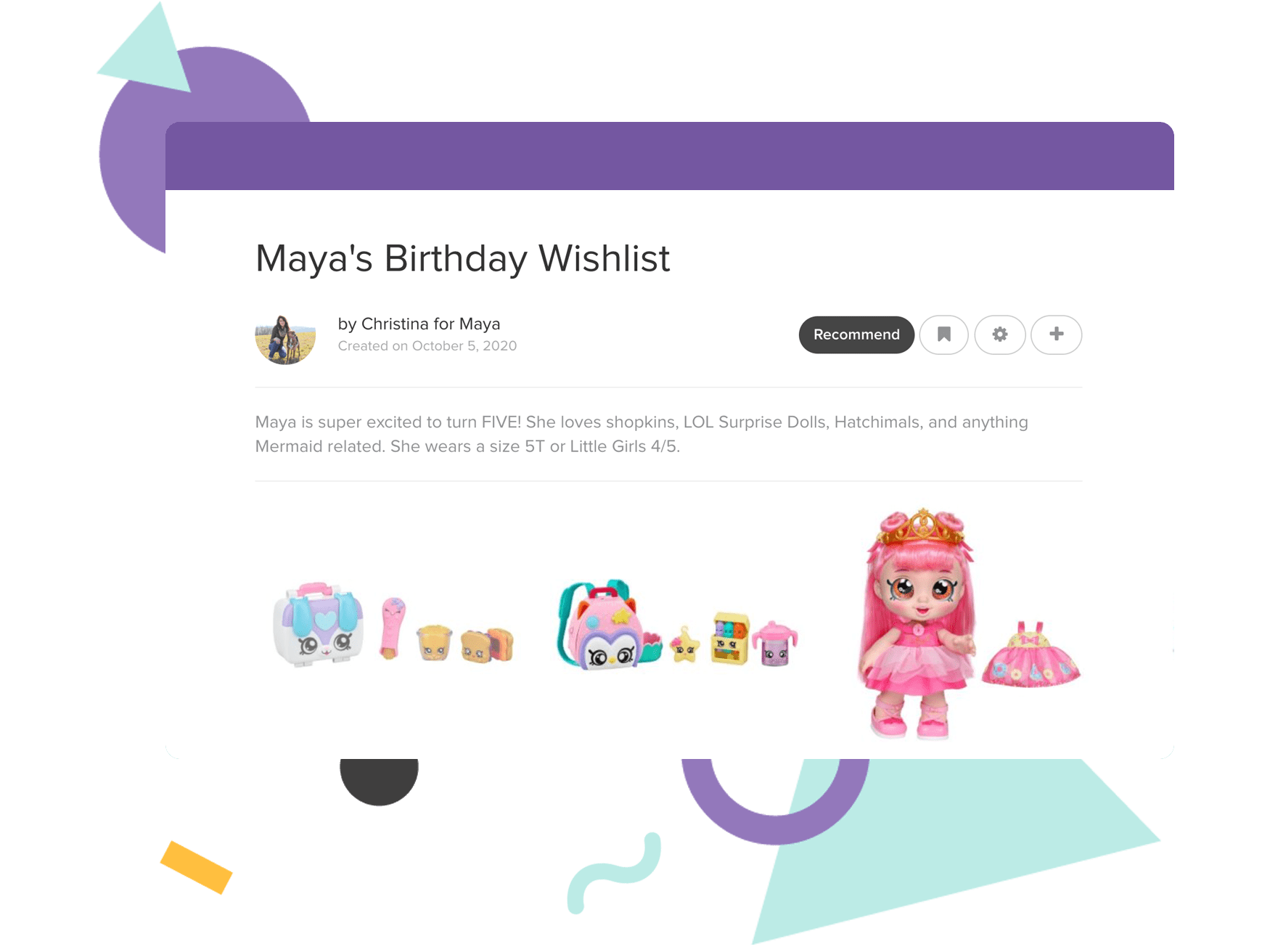 Zebbly wishlist panel example