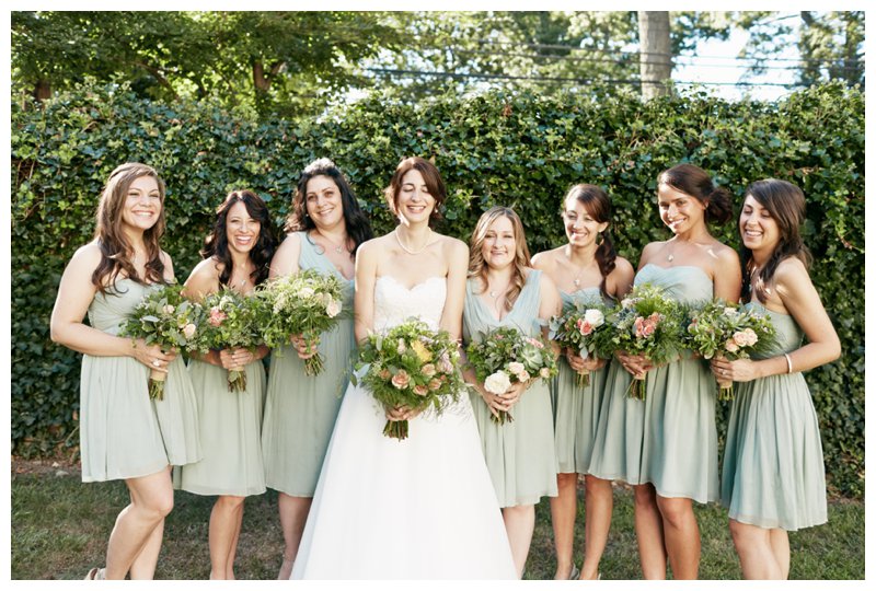 Hand tied bridal bouquet with garden roses.